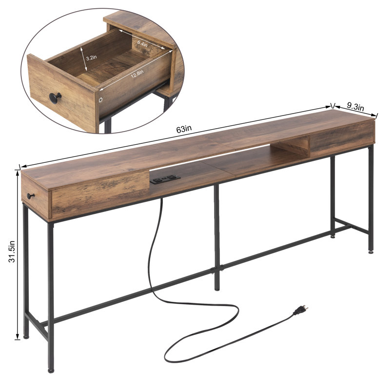 Console de rangement avec tiroirs Petracca, Brun / noir