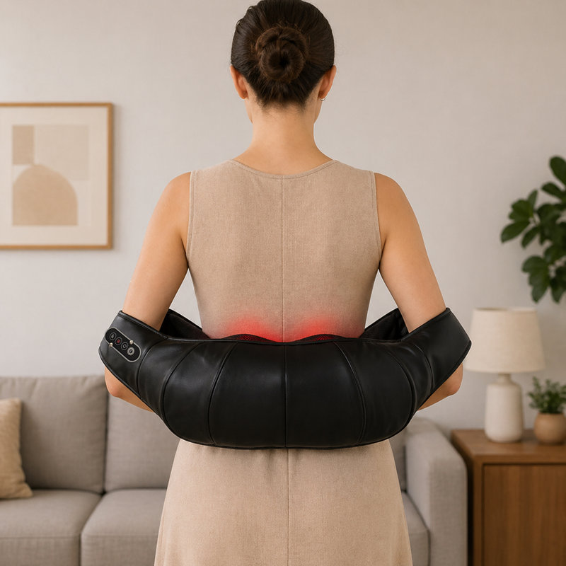 Neck Neck Massager with Heat, Deep Tissue Shiatsu 3D Kneading Massager