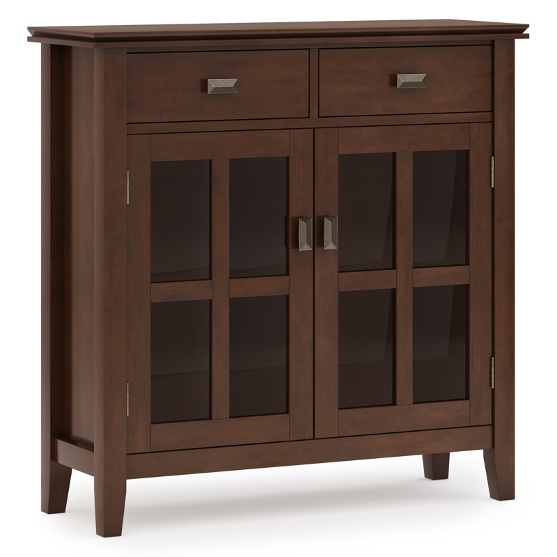 Artisan 36"W Solid Wood Transitional Entryway Storage Cabinet with Glass Doors and Adjustable Shelves