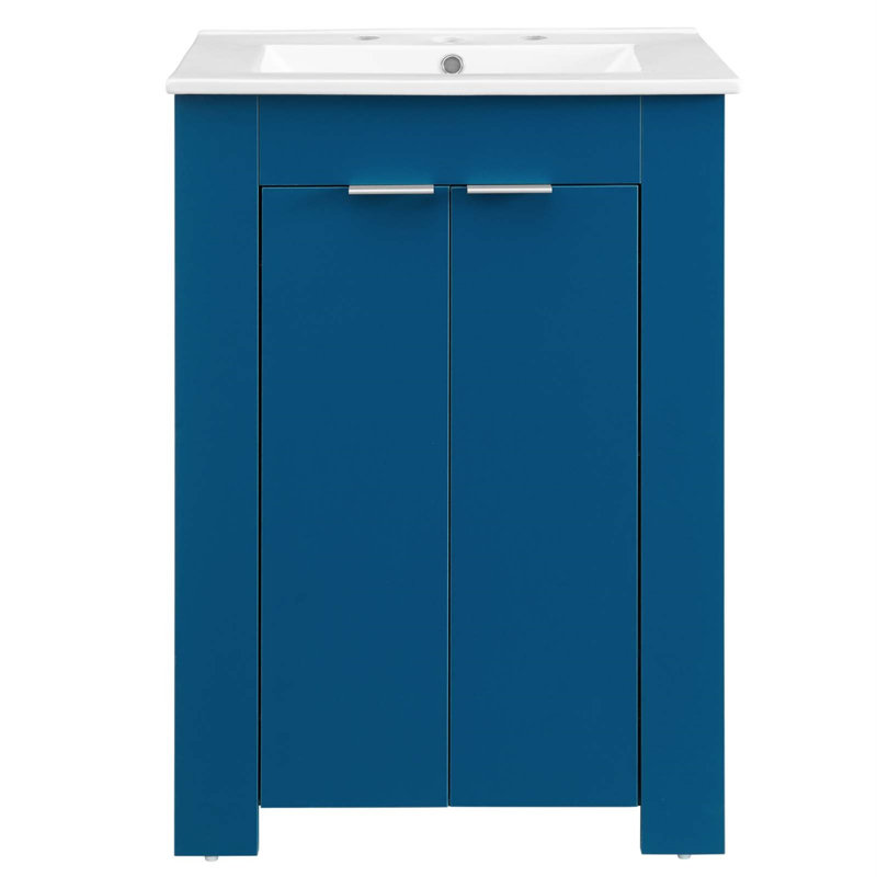 Maybelle 24" Bathroom Vanity by Modway, Navy, White