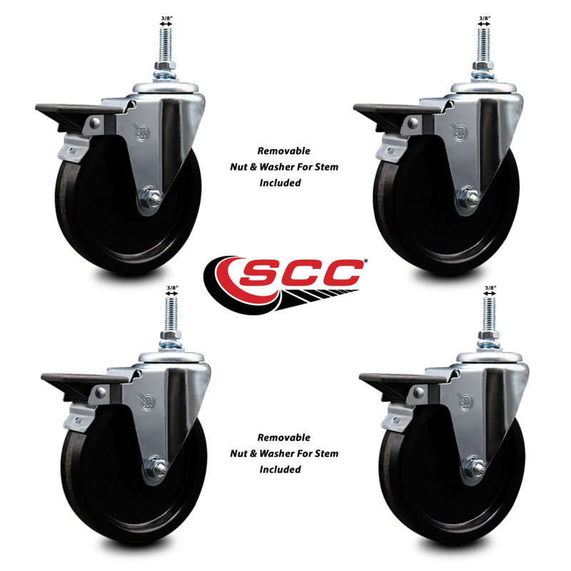 3/8 Inch Threaded Stem Caster with Brake