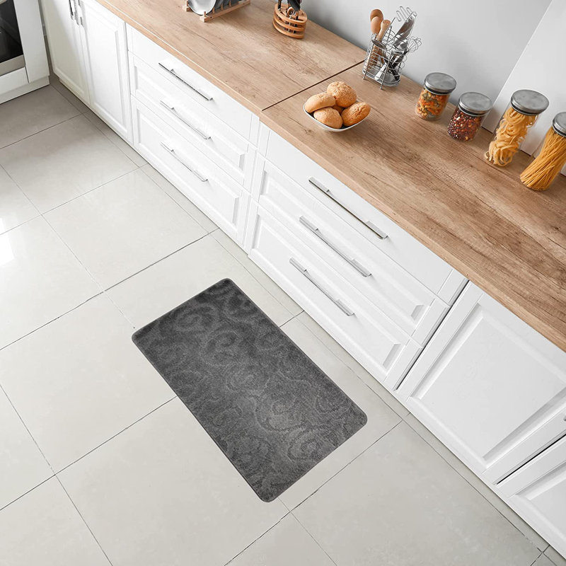 Tapis de cuisine Design, Rectangle 1 pi 5 po x 2 pi 8 po, Gris foncé
