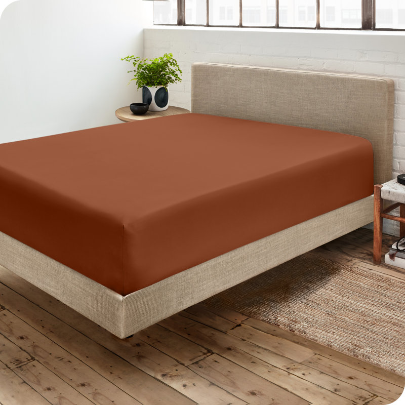 Microfiber Fitted Sheet, Twin Fitted Sheet, Terracotta