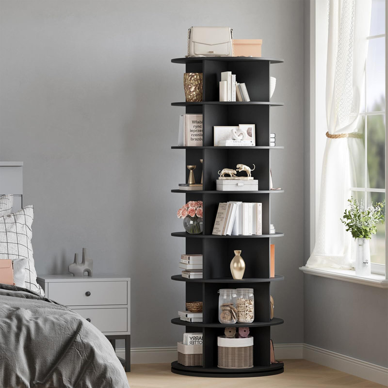 7 Tier Rotating Shoe Rack Tower, 360° Revolving Free Standing Spinning Shoe Organizer, Vertical Spinning Shoes Display, Shoes Rack Storage Round Carousel, Rotate Shoes Closet Organization