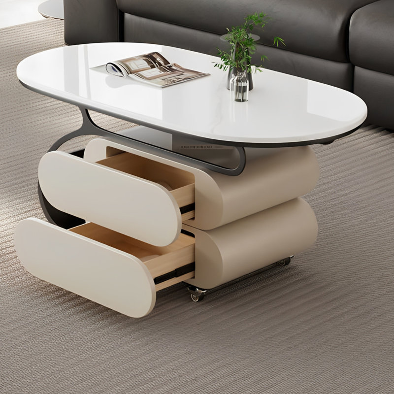 Table basse mobile en ardoise avec rangement, H 17,71 po x l 31,49 po x P 15,74 po
