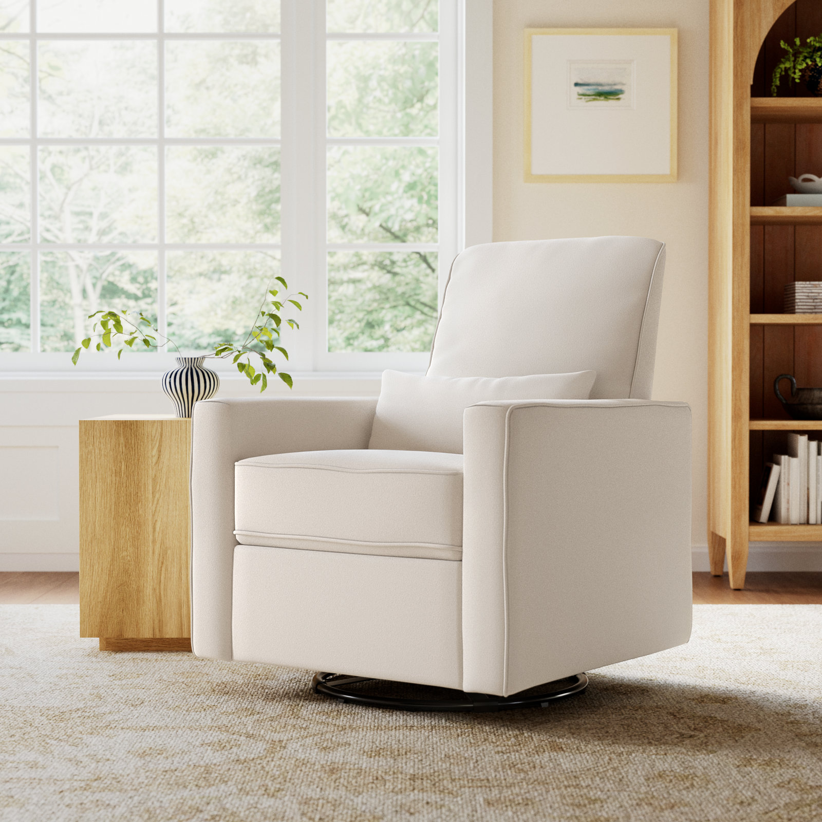 Piper Swivel Reclining Glider, Cream