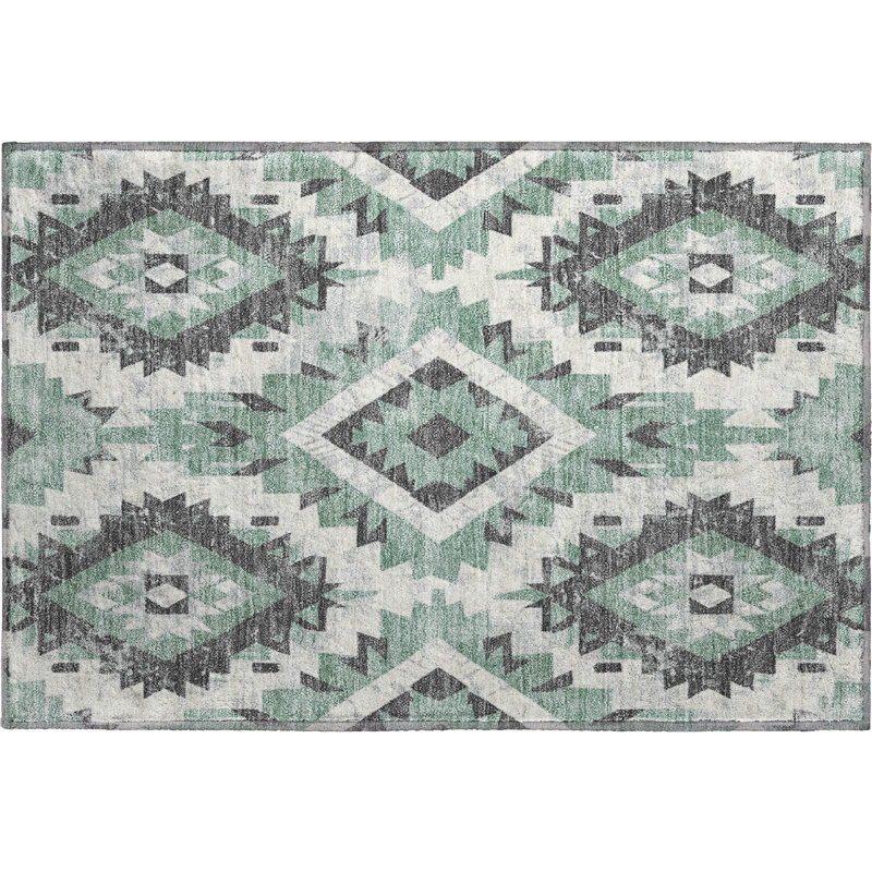 Premium Machine Washable Crestover AMF1878 Aztec Rug, Rectangle 1'8" x 2'6"