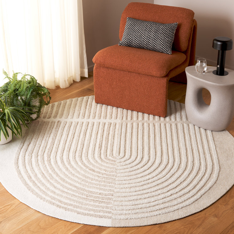 Felechia Hand Tufted Performance Abstract Rug, Round 6'