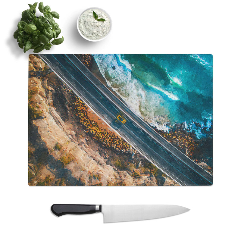 Glass Driving Chopping Board, 39 cm W x 28.5 cm L
