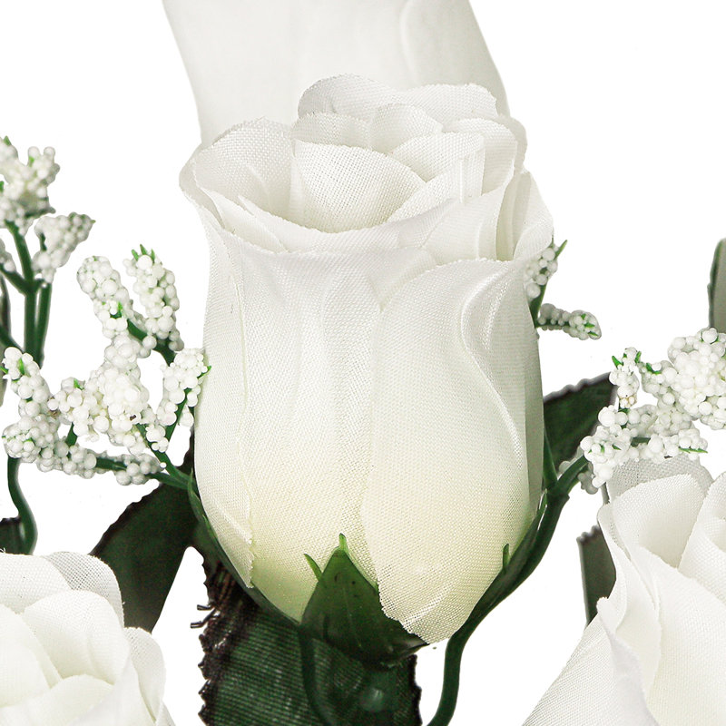 Bouquet de roses artificielles, Blanc, crème