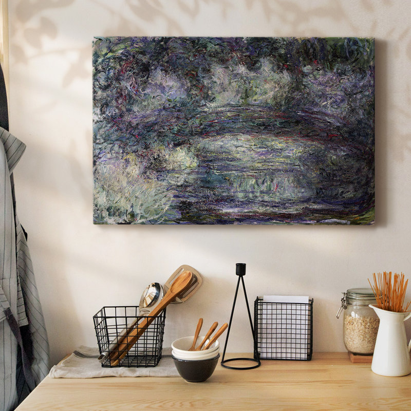 Pont japonais sur toile japonaise par Monet-Gallery, toile tendue, H 40 po x l 60 po