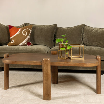 Pill-Shaped Mango Wood Coffee Table