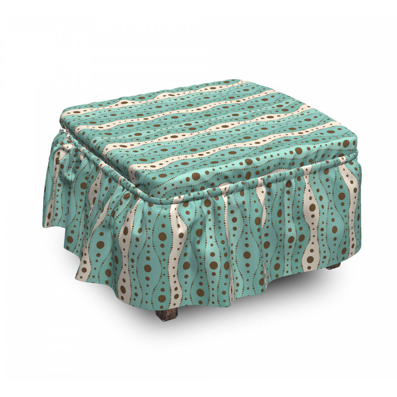 Ensemble de housse pour repose-pieds à coussins carrés de boîte 2 pièces traditionnelle pois dot
