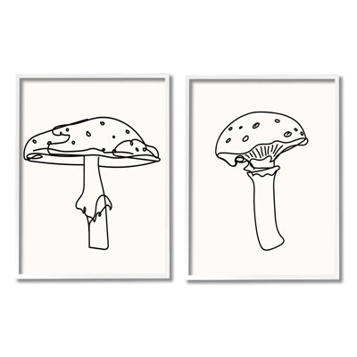 A2-671-Framed Mushroom Line Doodles Framed On Wood 2 Pieces by Lil' Rue Print -  Stupell Industries, a2-671_wfr_2pc_24x30