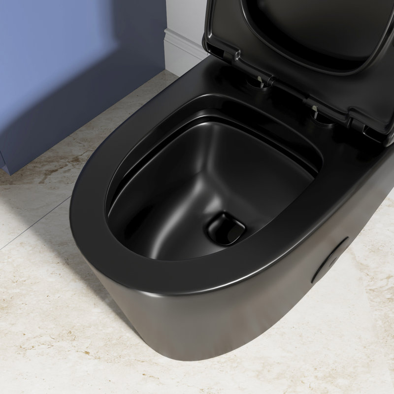 Toilette monobloc allongée au sol Poseidon 1,28 GPF (siège inclus), Noir mat