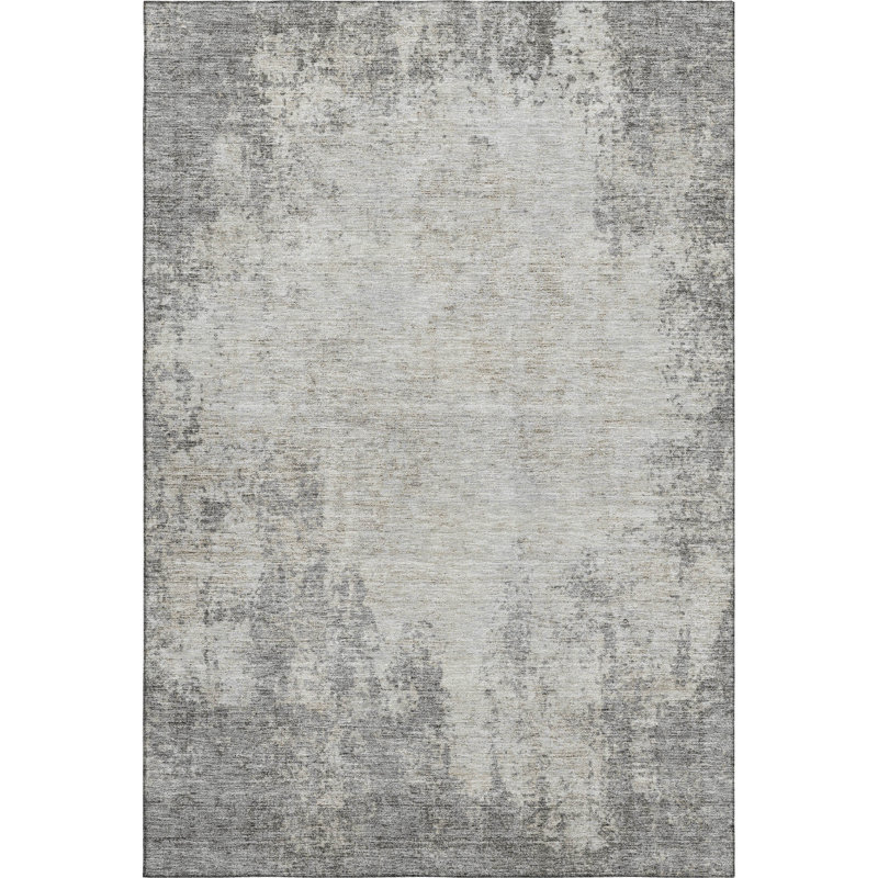 Premium Machine Washable Prisco Gray Rug, Rectangle 2'6" x 3'10"