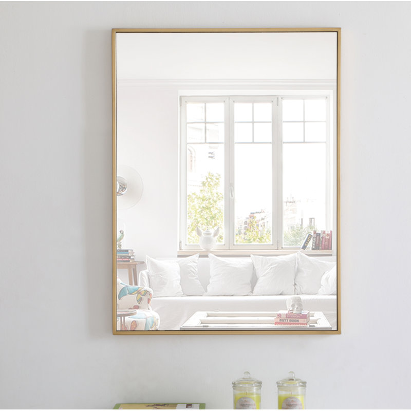 Sabine Metal Rectangle Wall Mirror, 36" x 24", Brass
