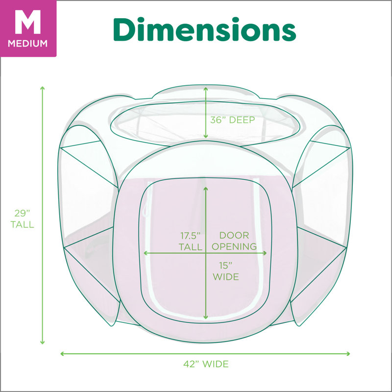 Panel Mesh Pet Playpen With Door, 29" H x 42" W x 36" D, Purple