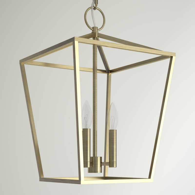 Luminaire suspendu de style lanterne à 3 lumières Howington, Laiton antique