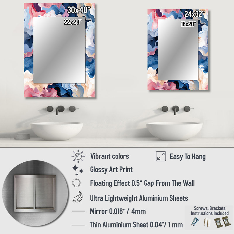 Ethereal Whispers - miroir décoratif camouflage, grand miroir mural moderne, impression d'art en métal, 32 po x 24 po