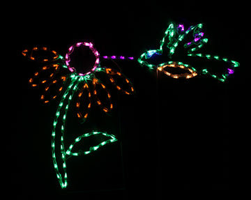 Hummingbird with Flower Holiday Lighted Display
