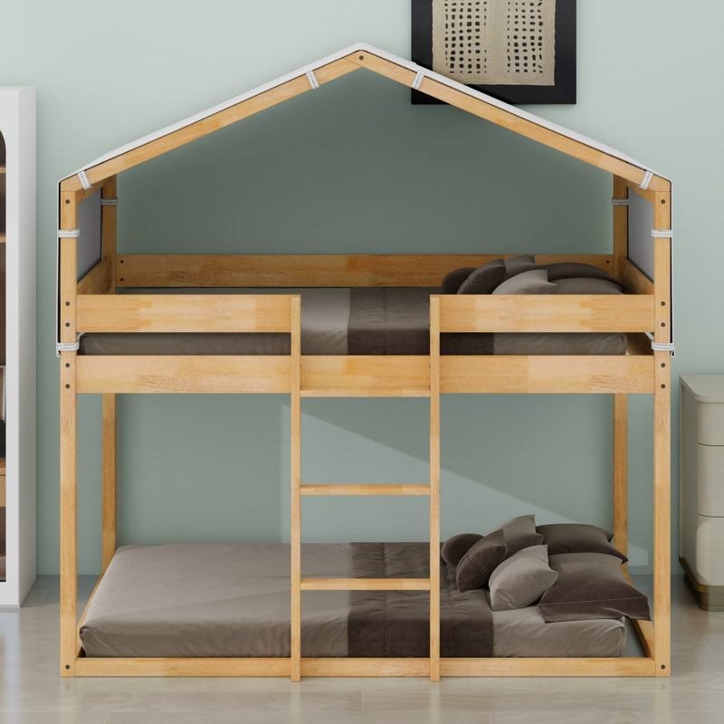 Lit superposé compact, tente de jeu amusante pour petites chambres d'enfants, Naturel