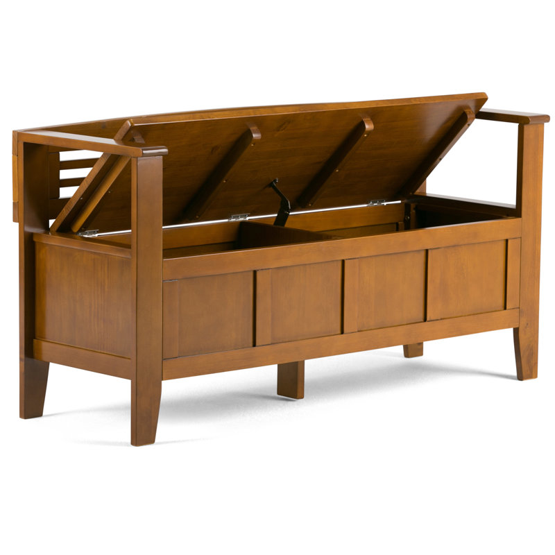 Avalon Light Brown Solid Pine Wood Entryway Storage Bench with Backrest
