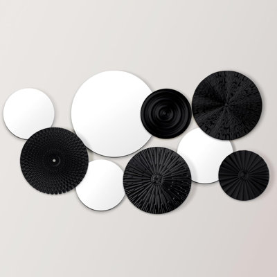 Black Mirror Wall Decoration, Metal Circular Home Art Decoration