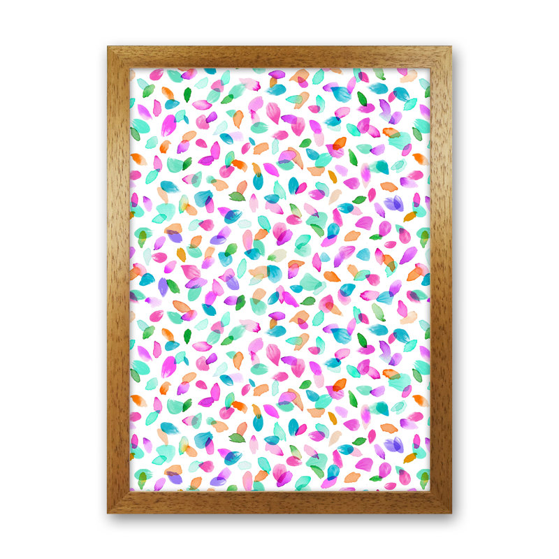 Minimal Flower Petals Pink - Print, 46cm H x 34cm W x 3cm D, Brown Framed