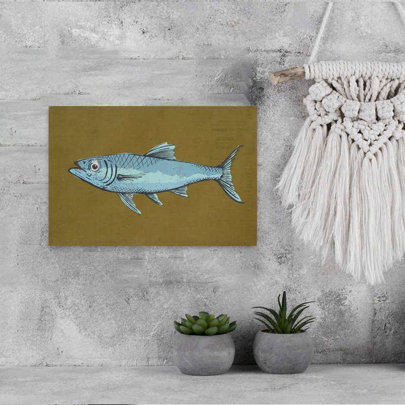 Contemporary Art Retro Rustic Vintage Fish Nature Ocean Wall Art, 12" H x 8" W