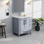 30 po W Gris foncé, meuble-lavabo pour salle de bain avec surface en quartz blanc et noir-118735521