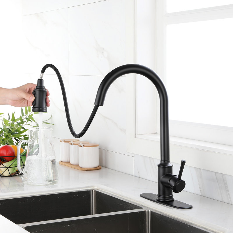 Stainless Steel Matte Black Pull Down Touch Kitchen Faucet, Function For Quick Water Start, 360 Rotating High Nozzle, Single Lever Management, Rust Finish, Smooth And Bubbly Aerated Faucet In With ,