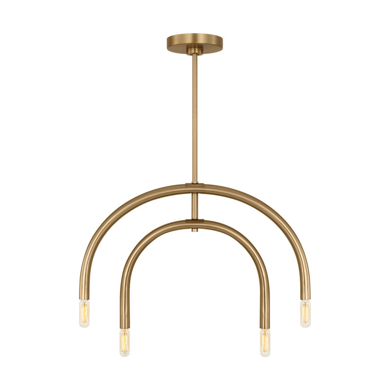 Lustre 4 lumières Hadden, Laiton satiné, H 17,625 po x l 27,5 po x P 17,5 po