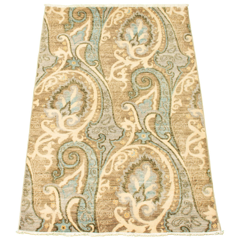 Tapis décoratif en laine noué à la main de conception unique en laine noué à la main de conception unique 4 pi 2 po x 6 pi 2 po
