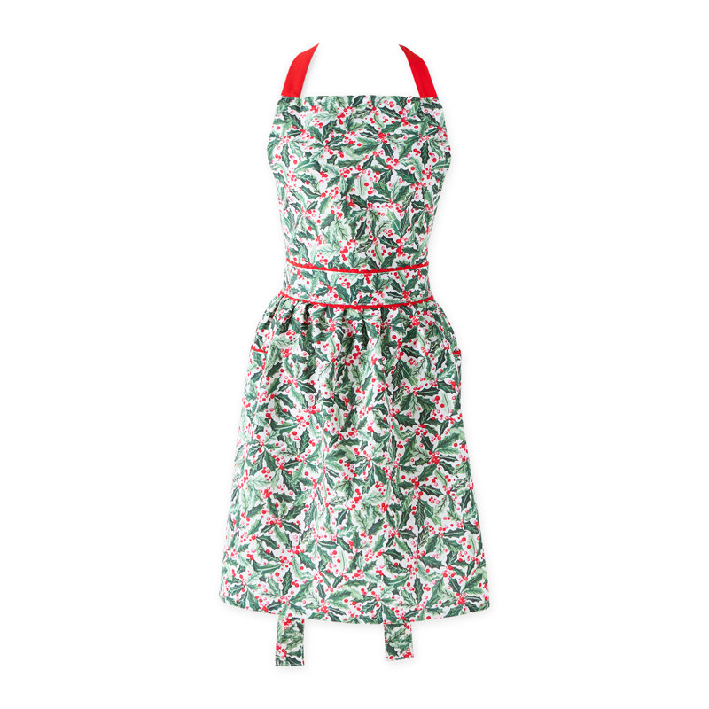  Christmas Printed Farm Apron, Holly Jolly