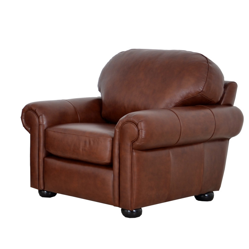 Fauteuil club en cuir fleur 43 po Stavre, Cuir véritable gris anthracite Berkshire
