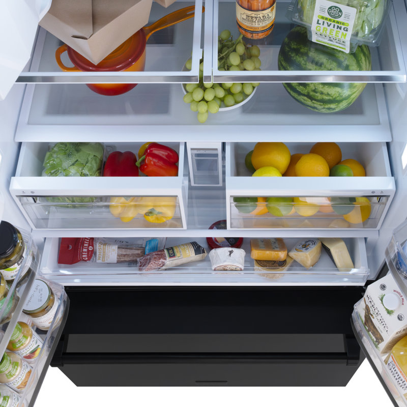 Zline 36 In. 28.9 Cu. Ft. Standard-depth French Door External Water Dispenser Refrigerator With Dual Ice Maker In Fingerprint Resistant Stainless Steel