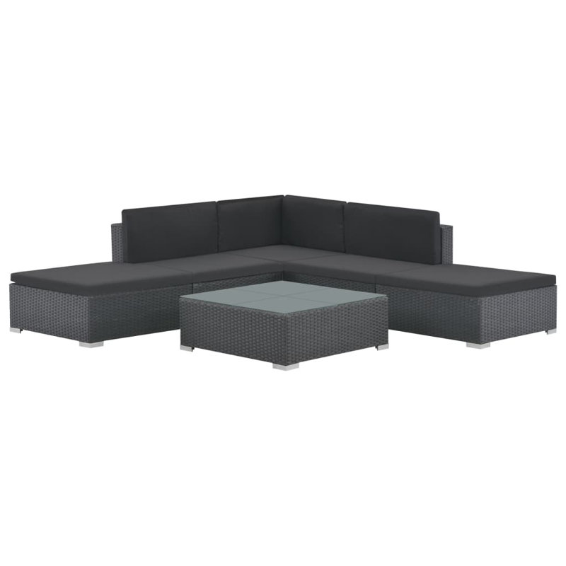 Ensemble de canapé en rotin PE noir