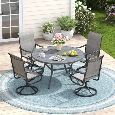 Aldreda avec chaises pivotantes en textilène