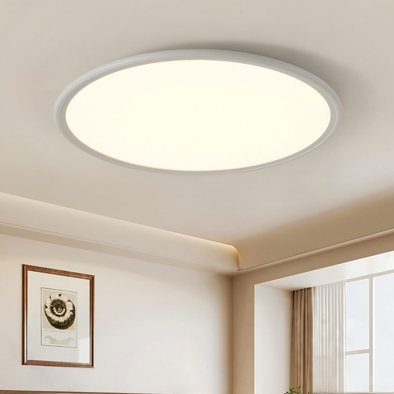 1 - Light 15.8" Simple Round Acrylic LED Flush Mount, White, 15.75" W (4500K)