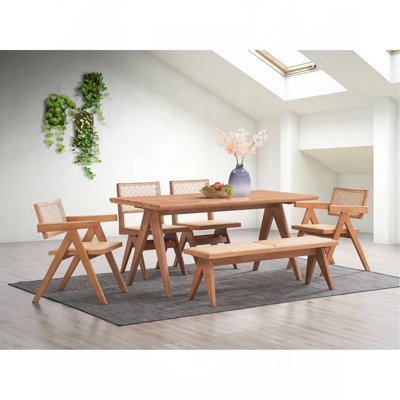 Ensemble de meubles de patio en rotin et finition naturelle 6 pièces Valentina