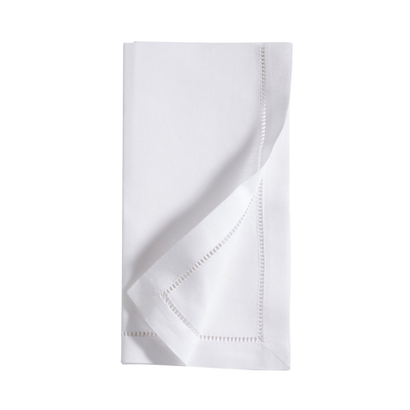 White Cotton Embroidered Christmas Ornament Napkins, Set of 6
