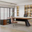 Bureau d'angle en L en bois massif avec armoire de rangement et armoire latérale-266542018-266542020