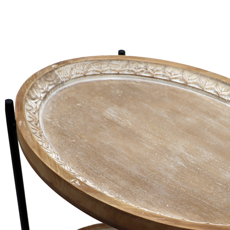 2-Tier Rolling Side Table with Wheels