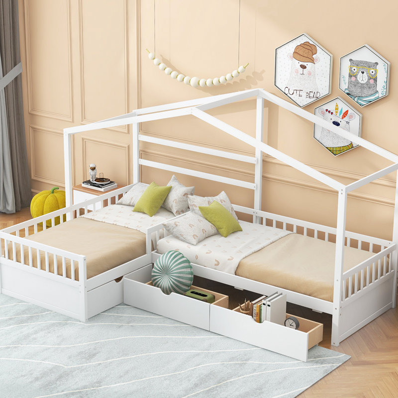 Lawrenceburg Slat Storage Bed, White