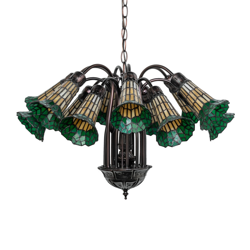 Grazio 12 - Light Chandelier, Green/Yellow