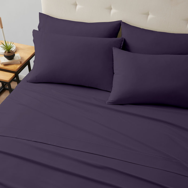 Ensemble de draps 6 pièces Kathy Ireland , Ensemble de draps pour taille de lit double avec s, Aubergine