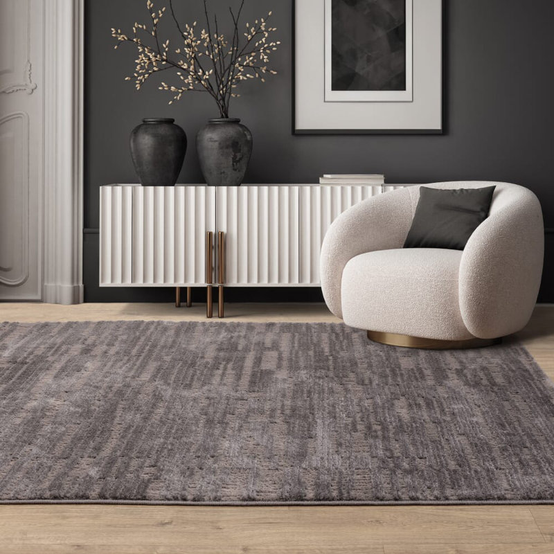 Deral Geometric Grey Area Rug, Rectangle 160 x 220 cm