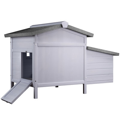 - Range Chicken Coop With Asphalt Roof And Secure Predator Proof Features, Leak Tray For Regular Sanitation, Convenient Nesting Spot Easy Egg Retrieval, Multiple Front & Side Entries, 28.45 In Tall