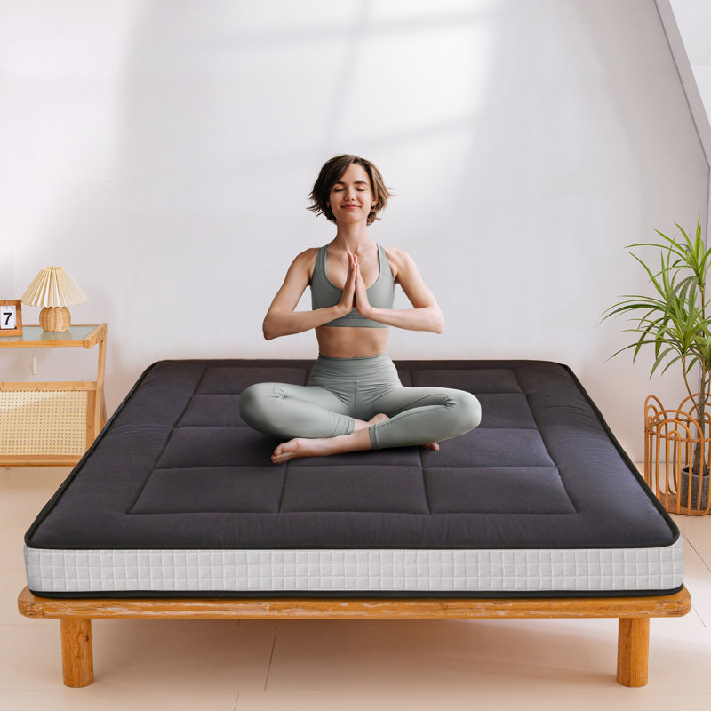 Matelas de futon de plancher épais de 6 po Kumari, Simple, Noir
